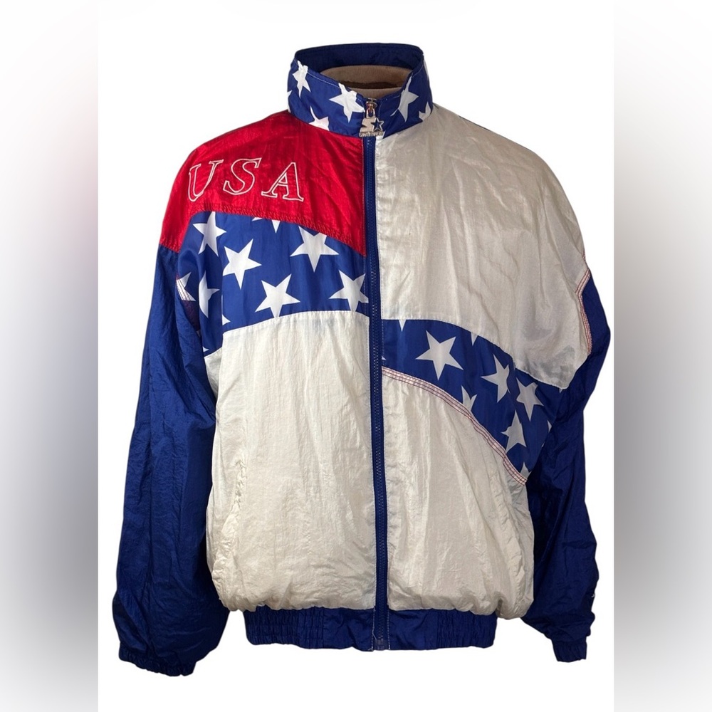Vtg Starter Olympic Games Full Zip Lined Nylon Jacket Mens Medium 1996